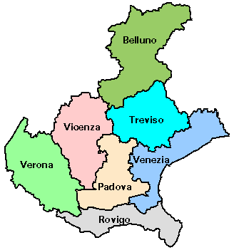 As províncias do Veneto